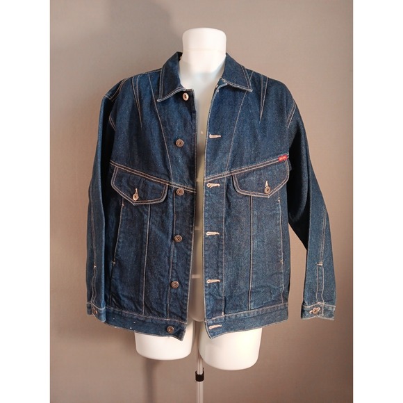 bonjour Jackets & Blazers - Vintage‎ 80s Jean Jacket Bonjour Jeans Blue Denim Unisex Small S Retro 1980s Vtg